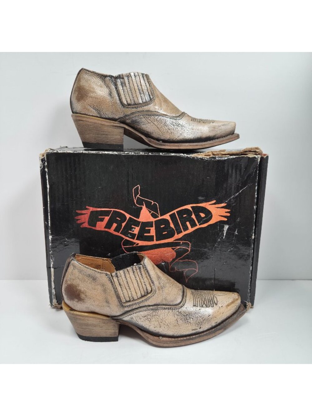 Freebird by Steven Wyoming Women's Tan Ankle Slip on Leather Boots US Size 6